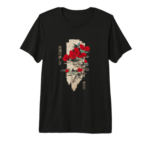 Japanese Tsubaki Flower Grunge T-Shirt - Aesthetic Graphic Men Women - T-Shirt, Sweatshirt, Hoodie