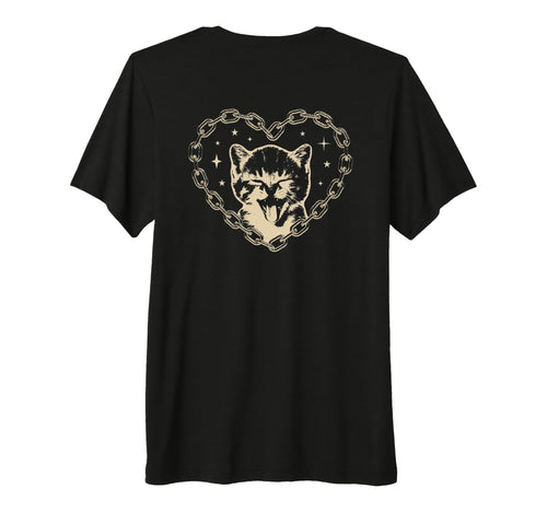 Y2K Cat Heart Emo Goth 90S 2000S T-Shirt - Aesthetic Graphic for Adults - T-Shirt, Sweatshirt, Hoodie