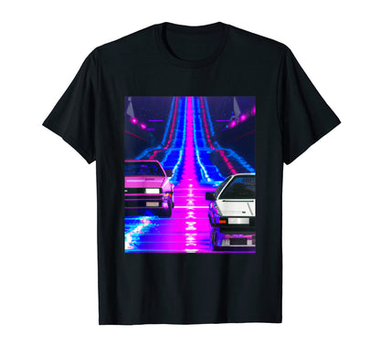 Vaporwave Car Synthwave City T-Shirt - Casual Everyday Wear Men Women - T-Shirt, Sweatshirt, Hoodie