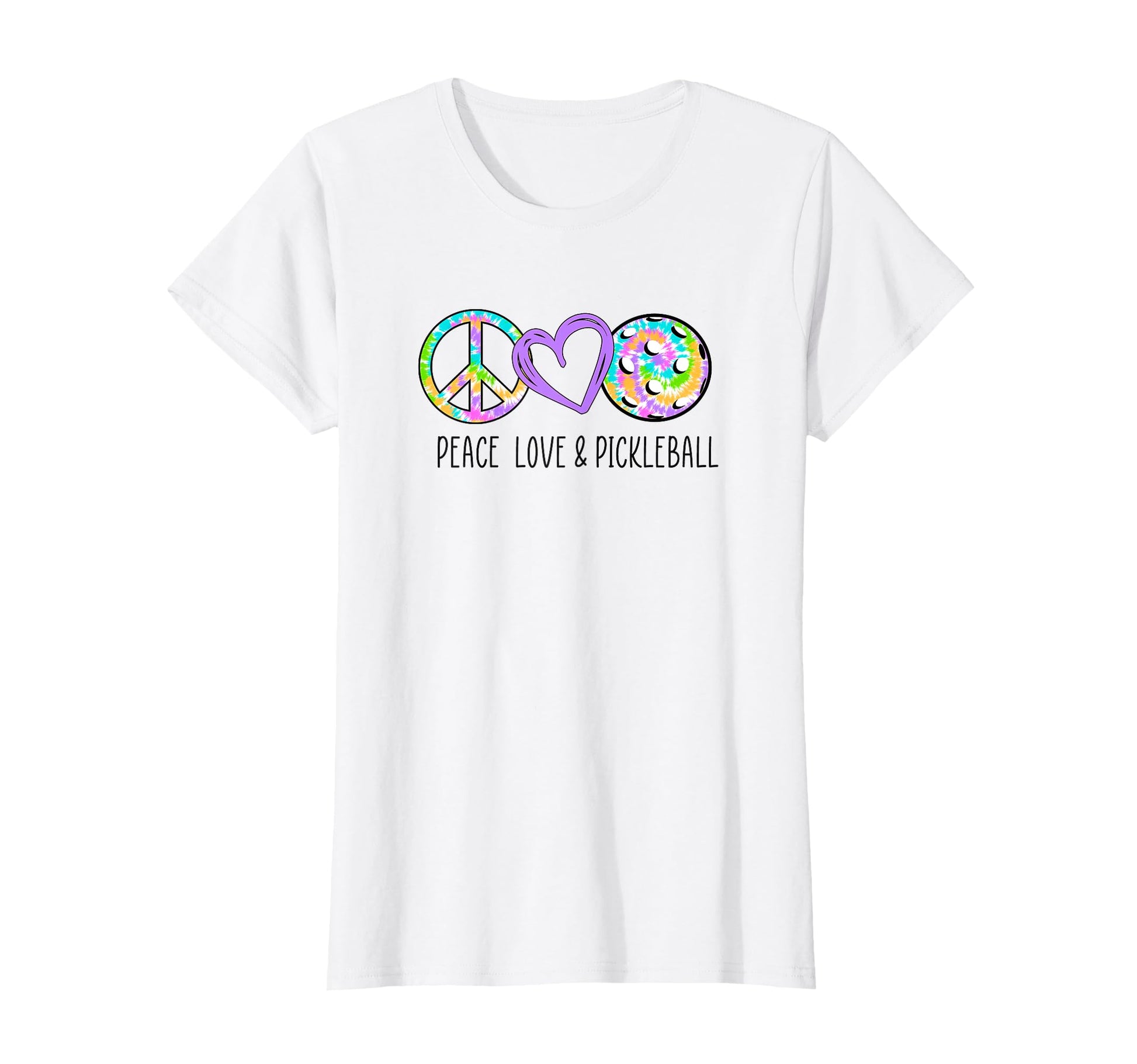 Pickleball Purple Tie Dye Peace Love T-Shirt - Novelty Apparel Unisex - T-Shirt, Sweatshirt, Hoodie