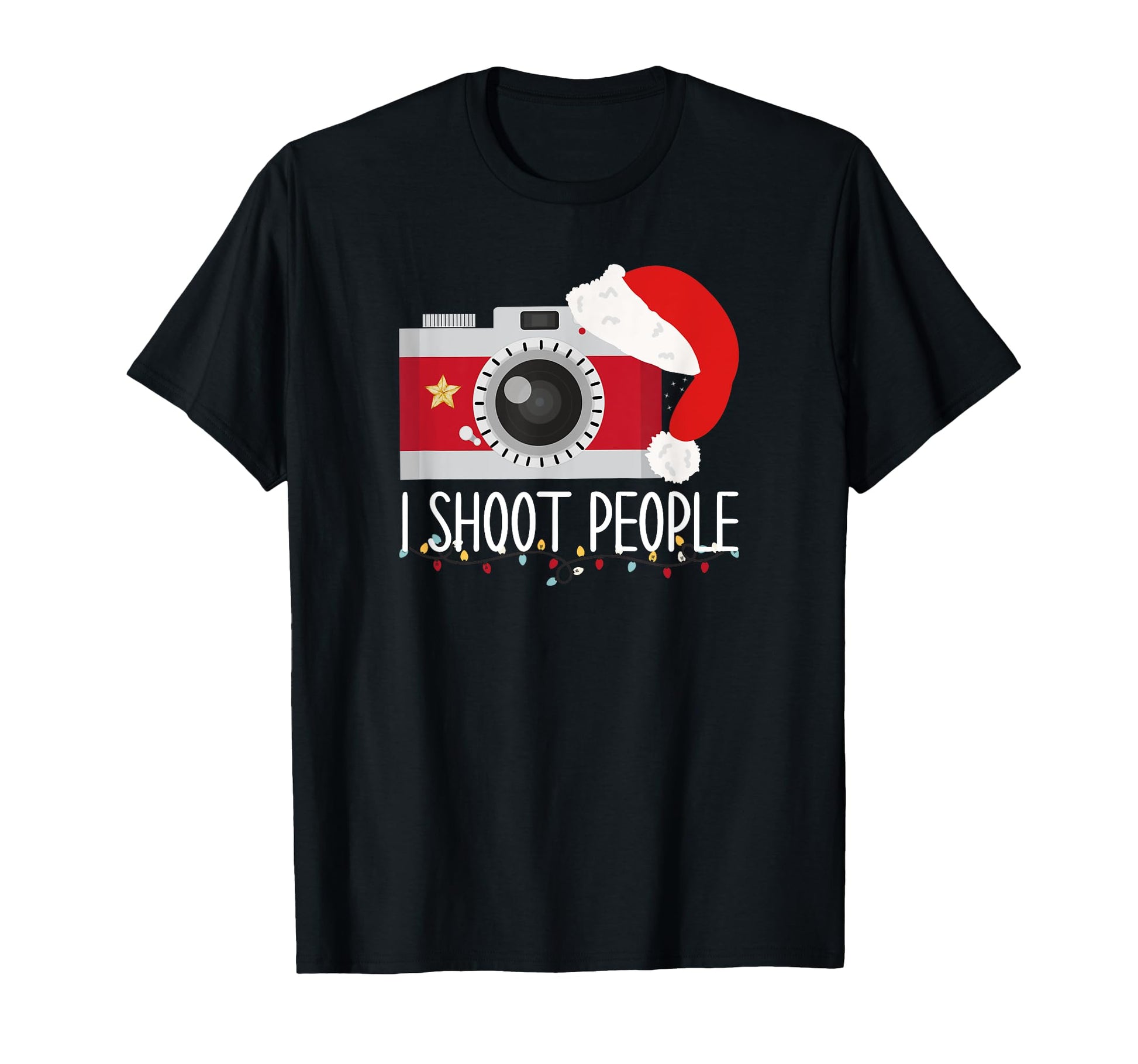 Photographers Funny Lights Santa Hat T-Shirt - Aesthetic Graphic Men Women - T-Shirt, Sweatshirt, Hoodie