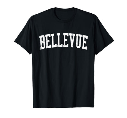 Bellevue Wi Distressed White Varsity T-Shirt - Aesthetic Graphic for Adults - T-Shirt, Sweatshirt, Hoodie