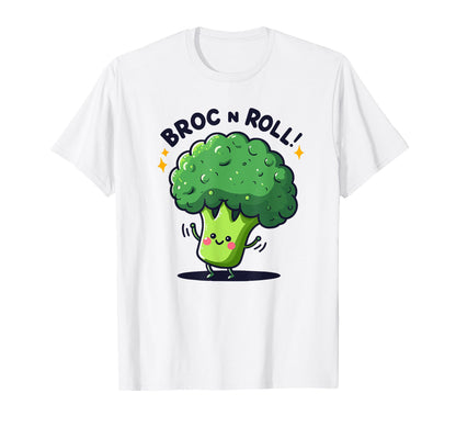Rockin Broccoli Broc N Roll Music Veggie T-Shirt - Minimalist Print Unisex - T-Shirt, Sweatshirt, Hoodie