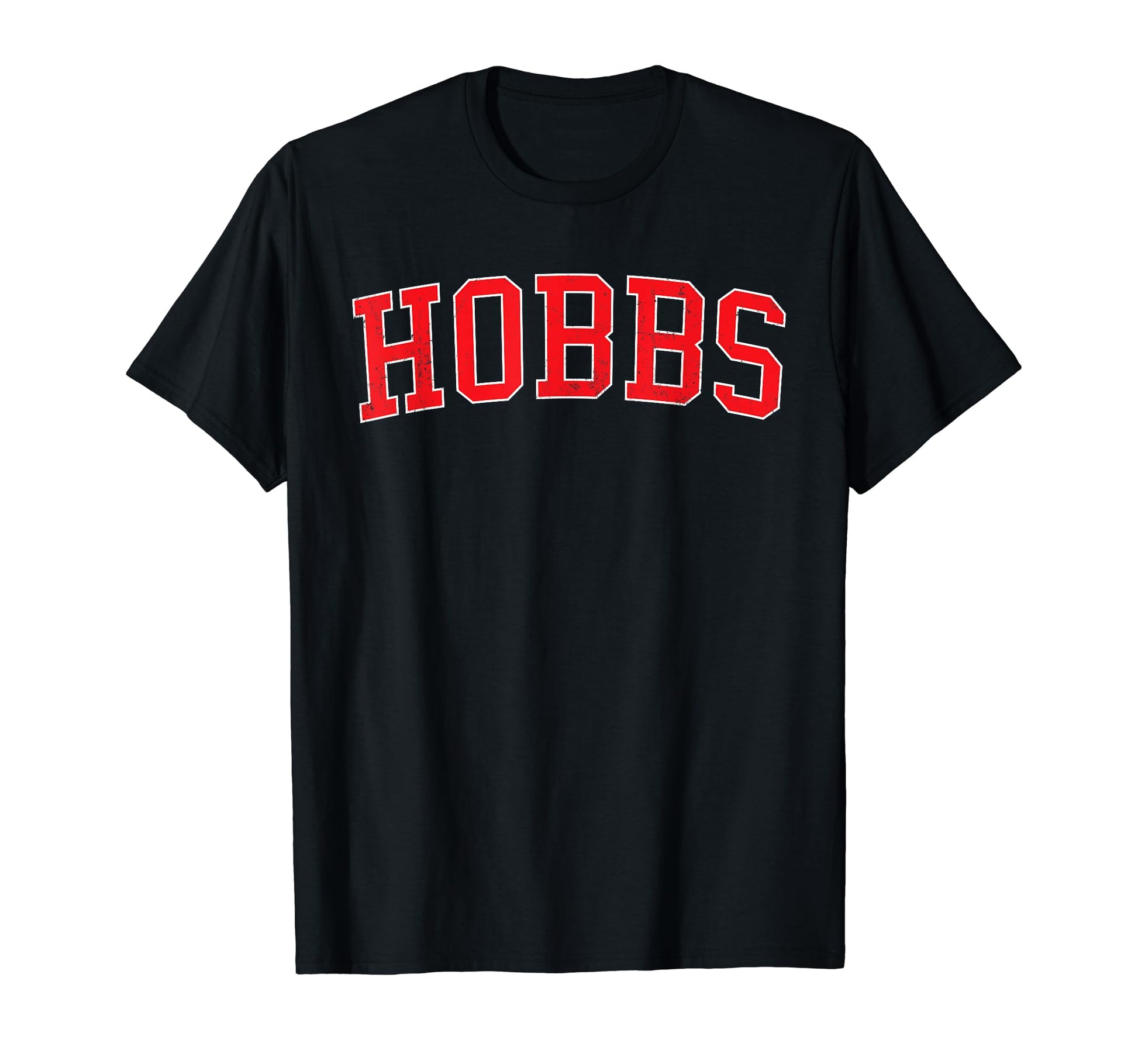 Hobbs Nm Distressed Red Varsity T-Shirt - Minimalist Print Unisex - T-Shirt, Sweatshirt, Hoodie