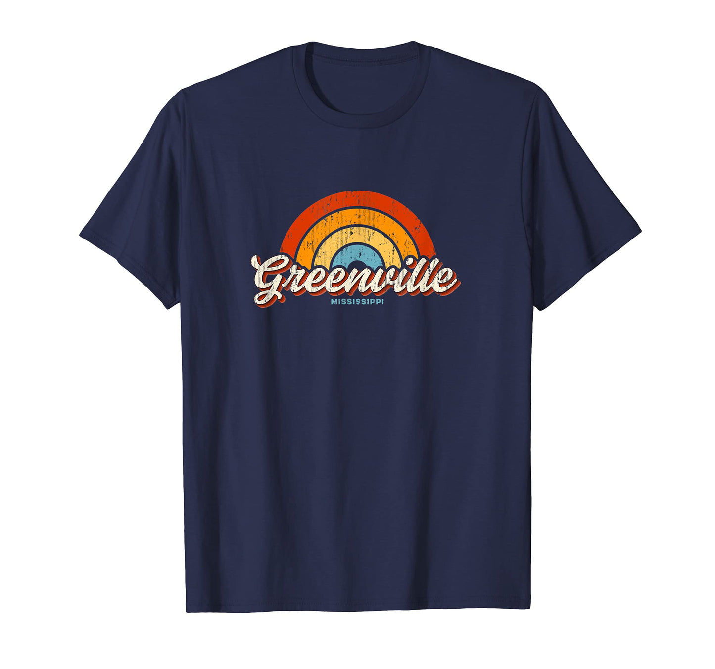 Greenville Mississippi Ms Rainbow 70S T-Shirt - Minimalist Print Men Women - T-Shirt, Sweatshirt, Hoodie