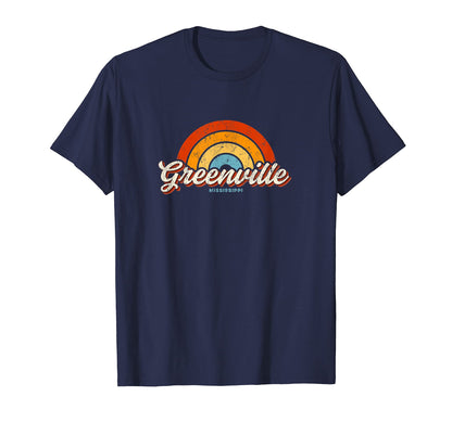 Greenville Mississippi Ms Rainbow 70S T-Shirt - Minimalist Print Men Women - T-Shirt, Sweatshirt, Hoodie