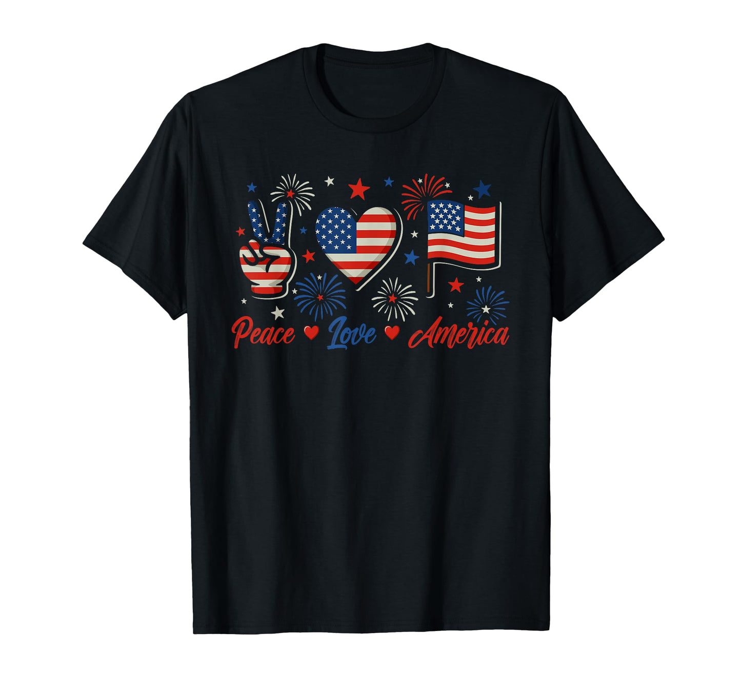Peace Love America Independence Usa T-Shirt - Minimalist Print Men Women - T-Shirt, Sweatshirt, Hoodie