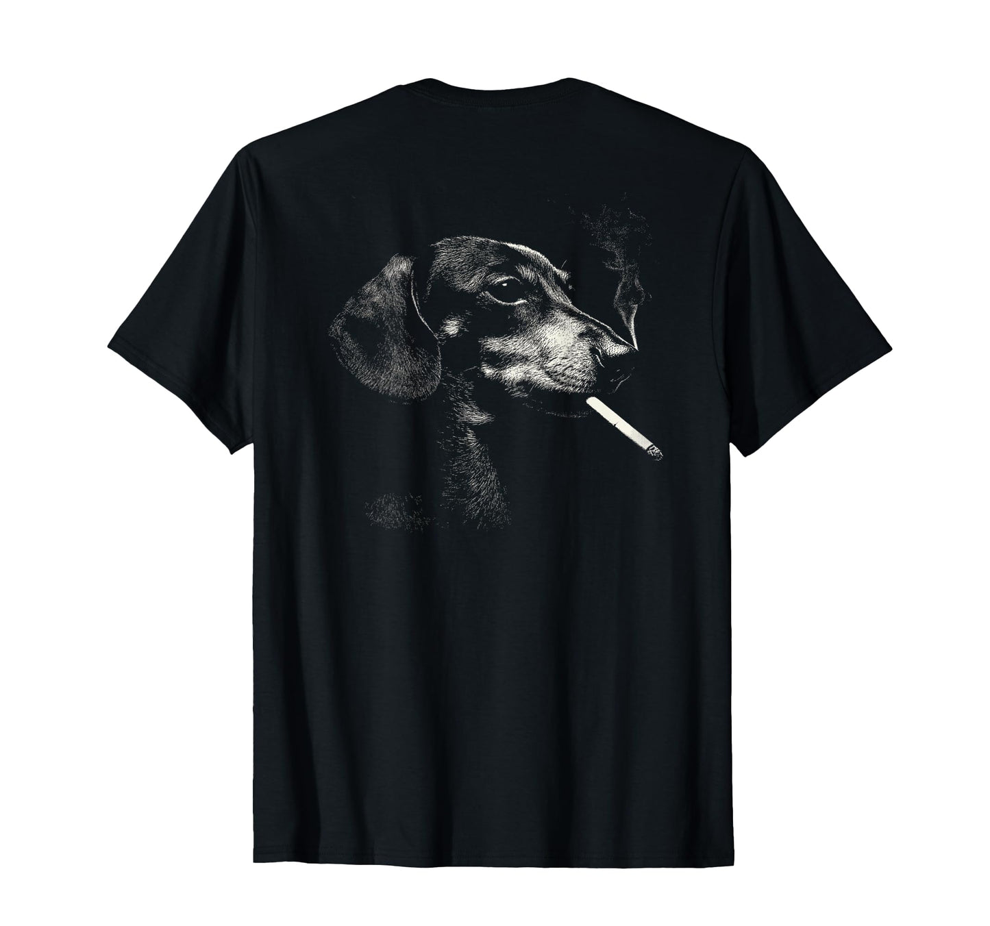 Dachshund Smoking Cigarette Grunge T-Shirt - Fun Novelty Design for Adults - T-Shirt, Sweatshirt, Hoodie