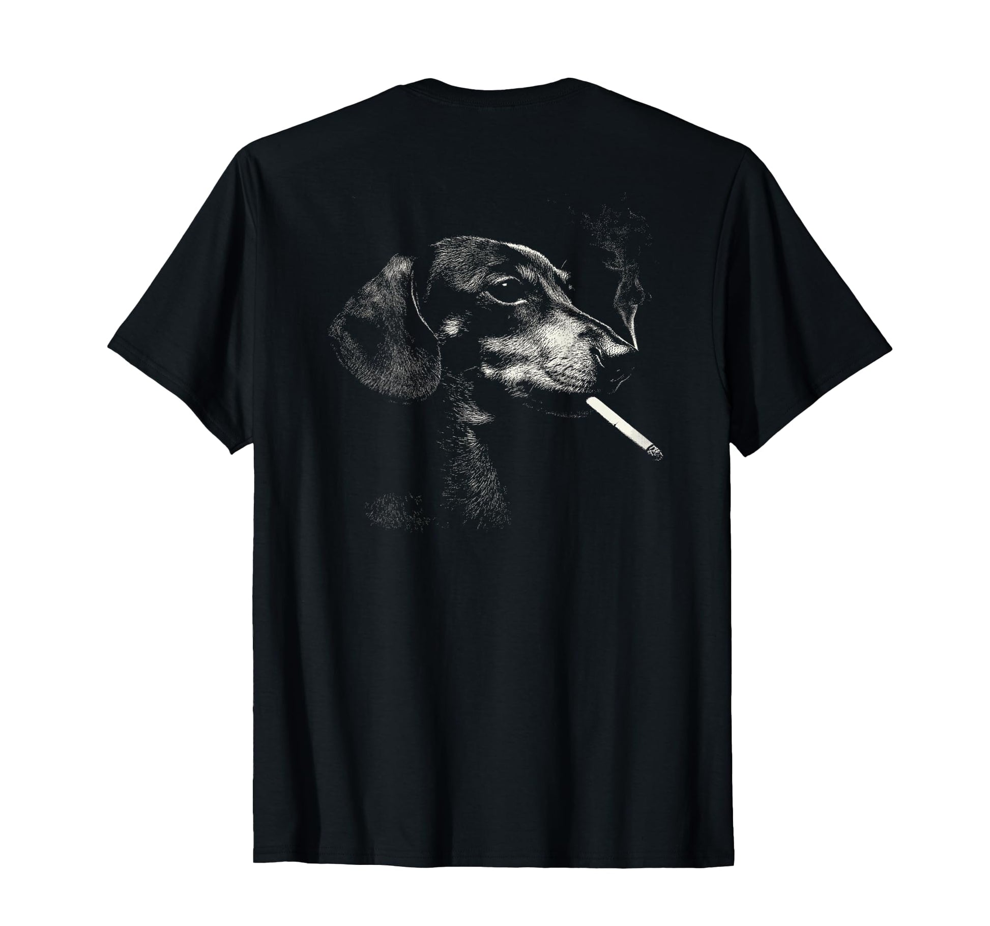 Dachshund Smoking Cigarette Grunge T-Shirt - Fun Novelty Design for Adults - T-Shirt, Sweatshirt, Hoodie