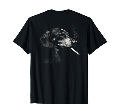 Dachshund Smoking Cigarette Grunge T-Shirt - Fun Novelty Design for Adults - T-Shirt, Sweatshirt, Hoodie