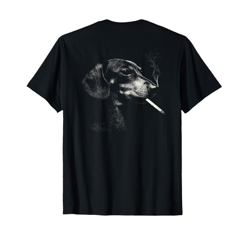 Dachshund Smoking Cigarette Grunge T-Shirt - Fun Novelty Design for Adults - T-Shirt, Sweatshirt, Hoodie