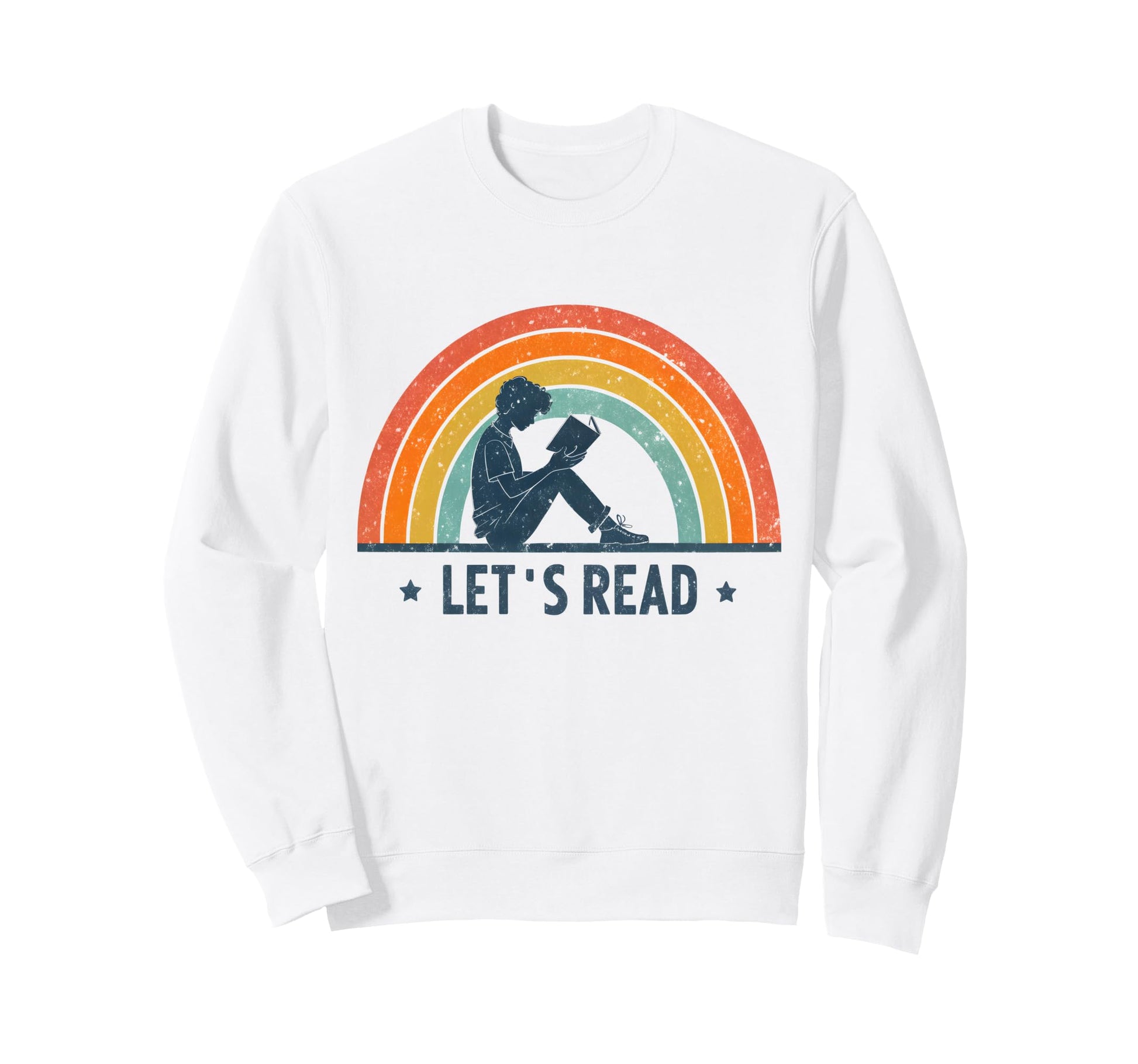 Lets Read Rainbow Distressed Book Sweatshirt - Graphic Print for Adults - T-Shirt, Sweatshirt, Hoodie