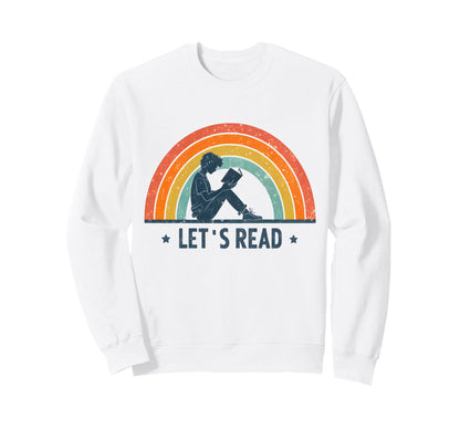 Lets Read Rainbow Distressed Book Sweatshirt - Graphic Print for Adults - T-Shirt, Sweatshirt, Hoodie