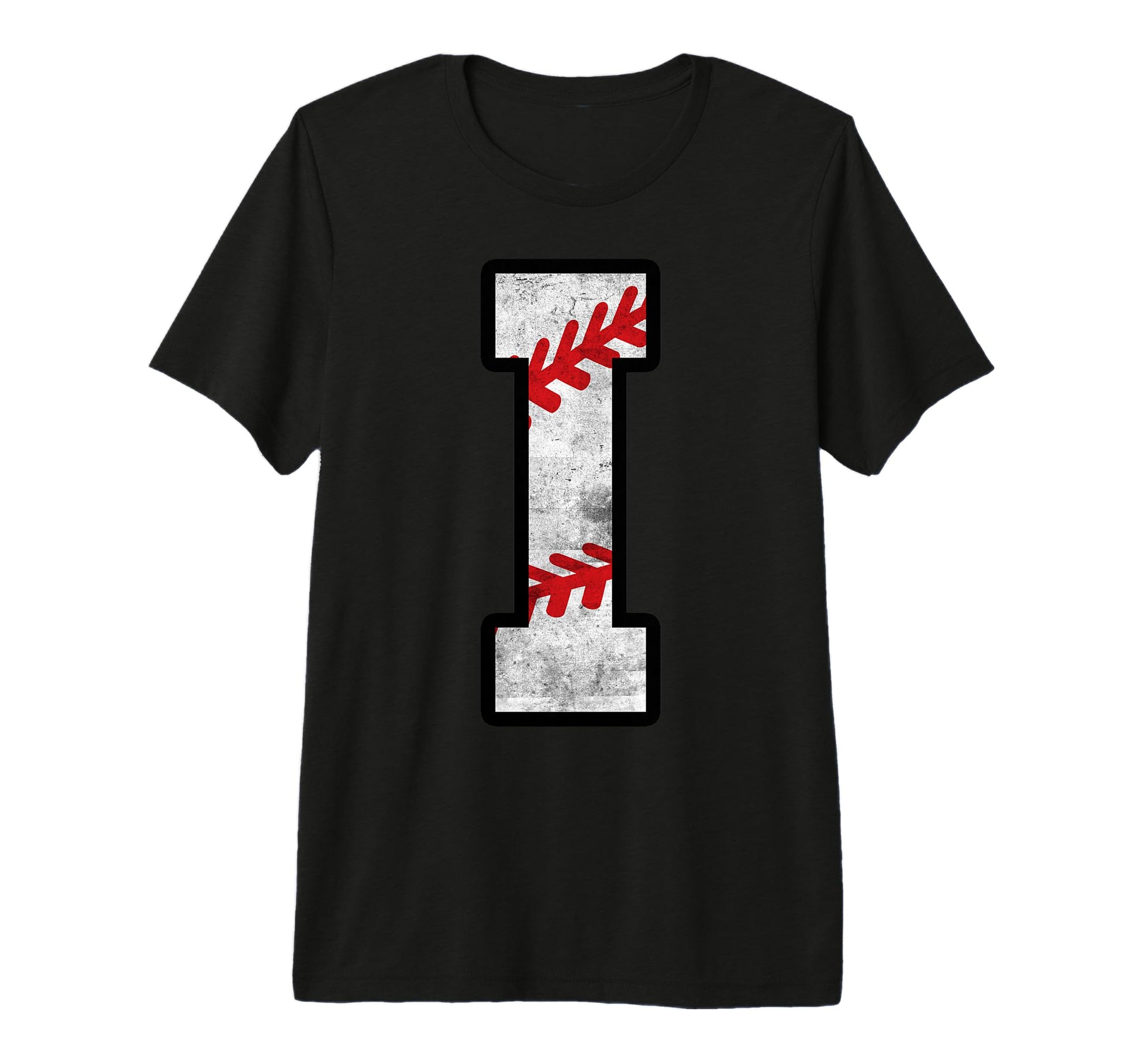 Distressed Baseball Letter I Tri Blend T-Shirt - Minimalist Print Unisex - T-Shirt, Sweatshirt, Hoodie