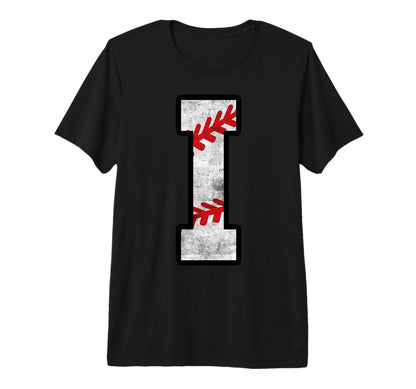 Distressed Baseball Letter I Tri Blend T-Shirt - Minimalist Print Unisex - T-Shirt, Sweatshirt, Hoodie