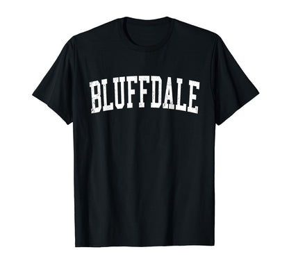 Bluffdale Ut Distressed White Varsity T-Shirt - Fun Novelty Design Unisex - T-Shirt, Sweatshirt, Hoodie