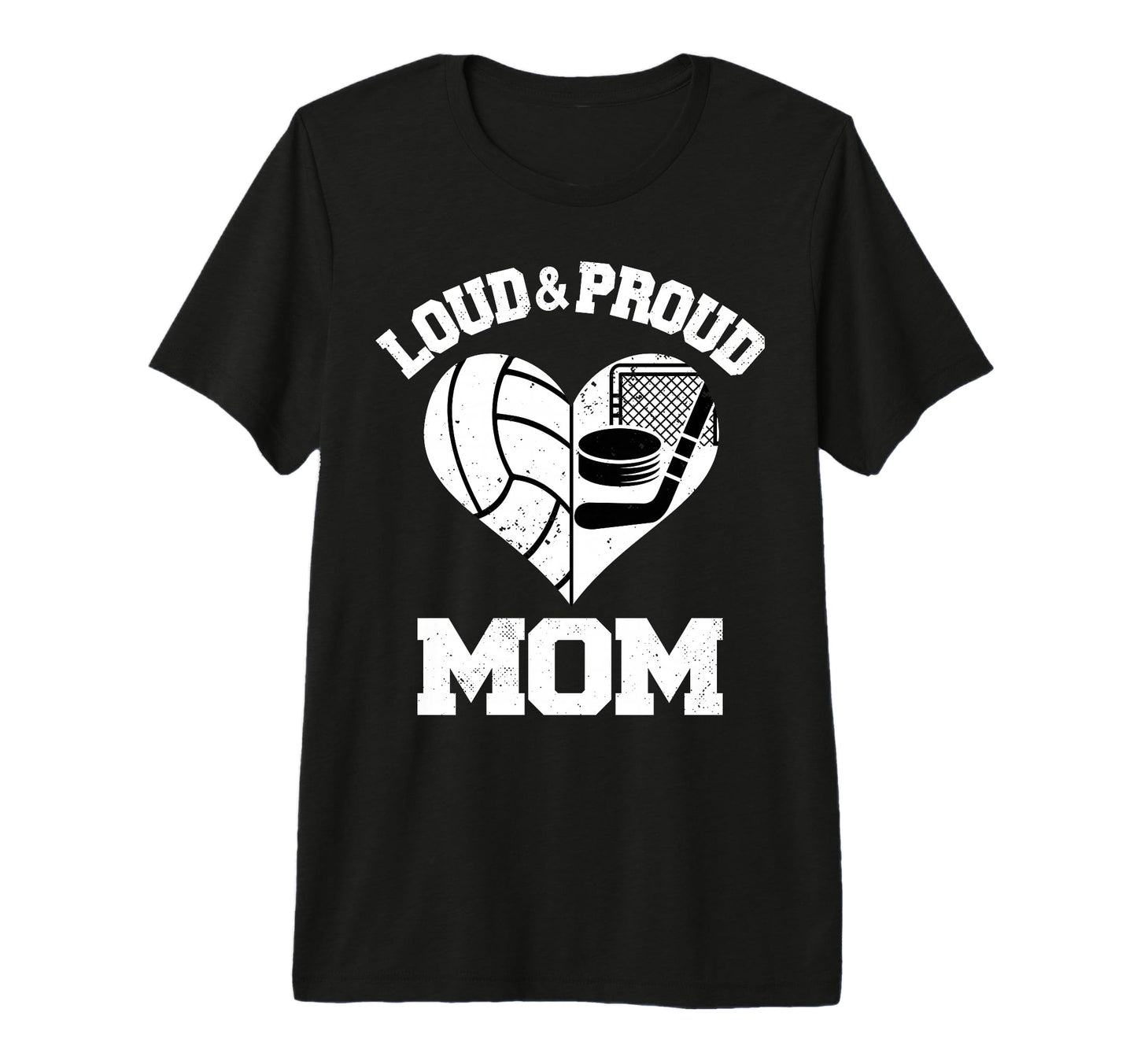 Loud Proud Mom Volleyball Hockey Heart T-Shirt - Minimalist Print Unisex - T-Shirt, Sweatshirt, Hoodie