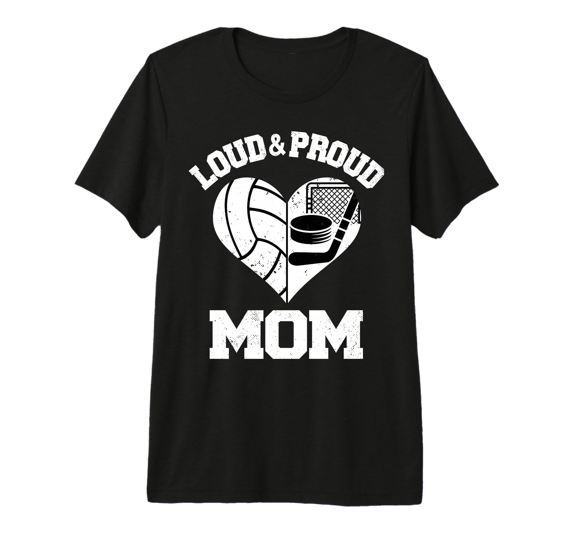 Loud Proud Mom Volleyball Hockey Heart T-Shirt - Minimalist Print Unisex - T-Shirt, Sweatshirt, Hoodie