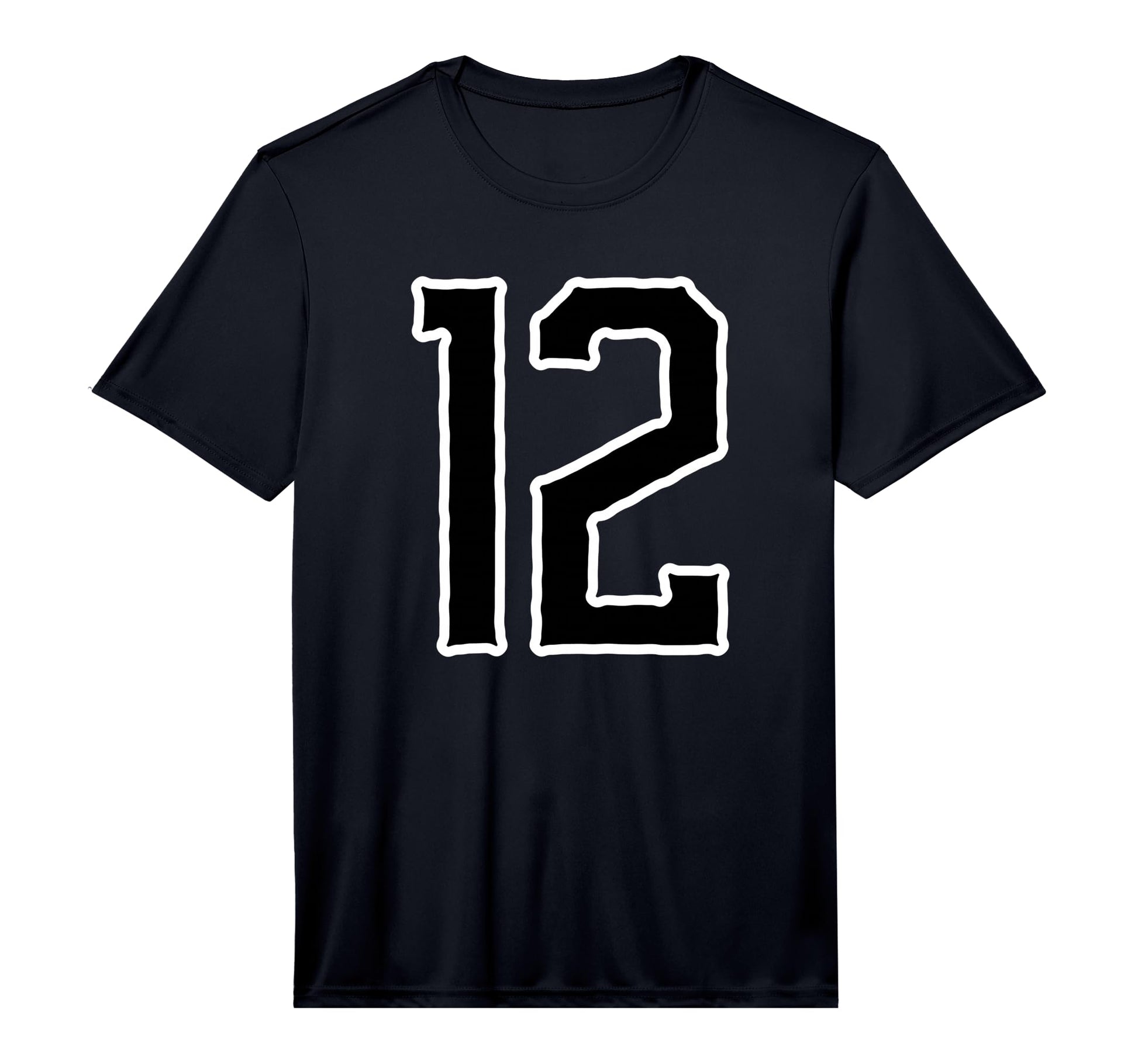 White Black Sport Team Number 12 T-Shirt - Casual Everyday Wear Men Women - T-Shirt, Sweatshirt, Hoodie