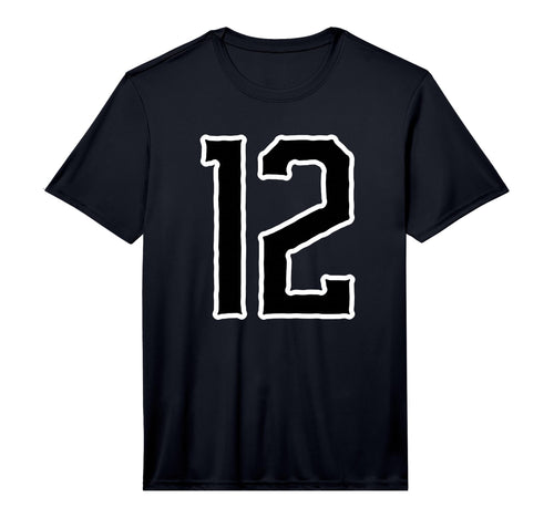 White Black Sport Team Number 12 T-Shirt - Casual Everyday Wear Men Women - T-Shirt, Sweatshirt, Hoodie