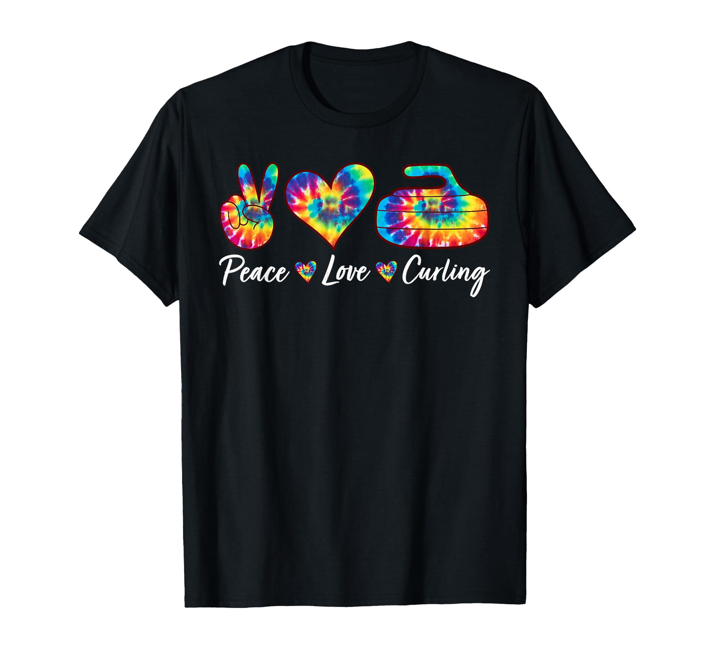Tie Dye Peace Love Curling Sports Team T-Shirt - Aesthetic Graphic Unisex - T-Shirt, Sweatshirt, Hoodie