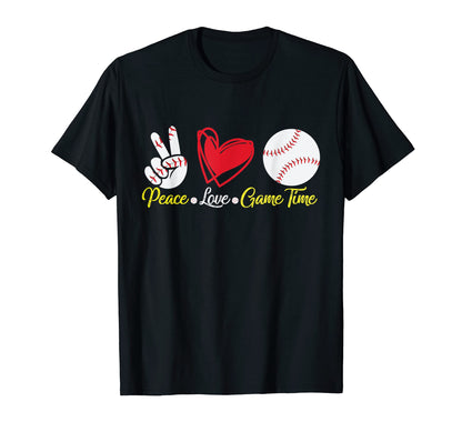 Baseball Lover Peace Love And Game T-Shirt - Novelty Apparel for Adults - T-Shirt, Sweatshirt, Hoodie