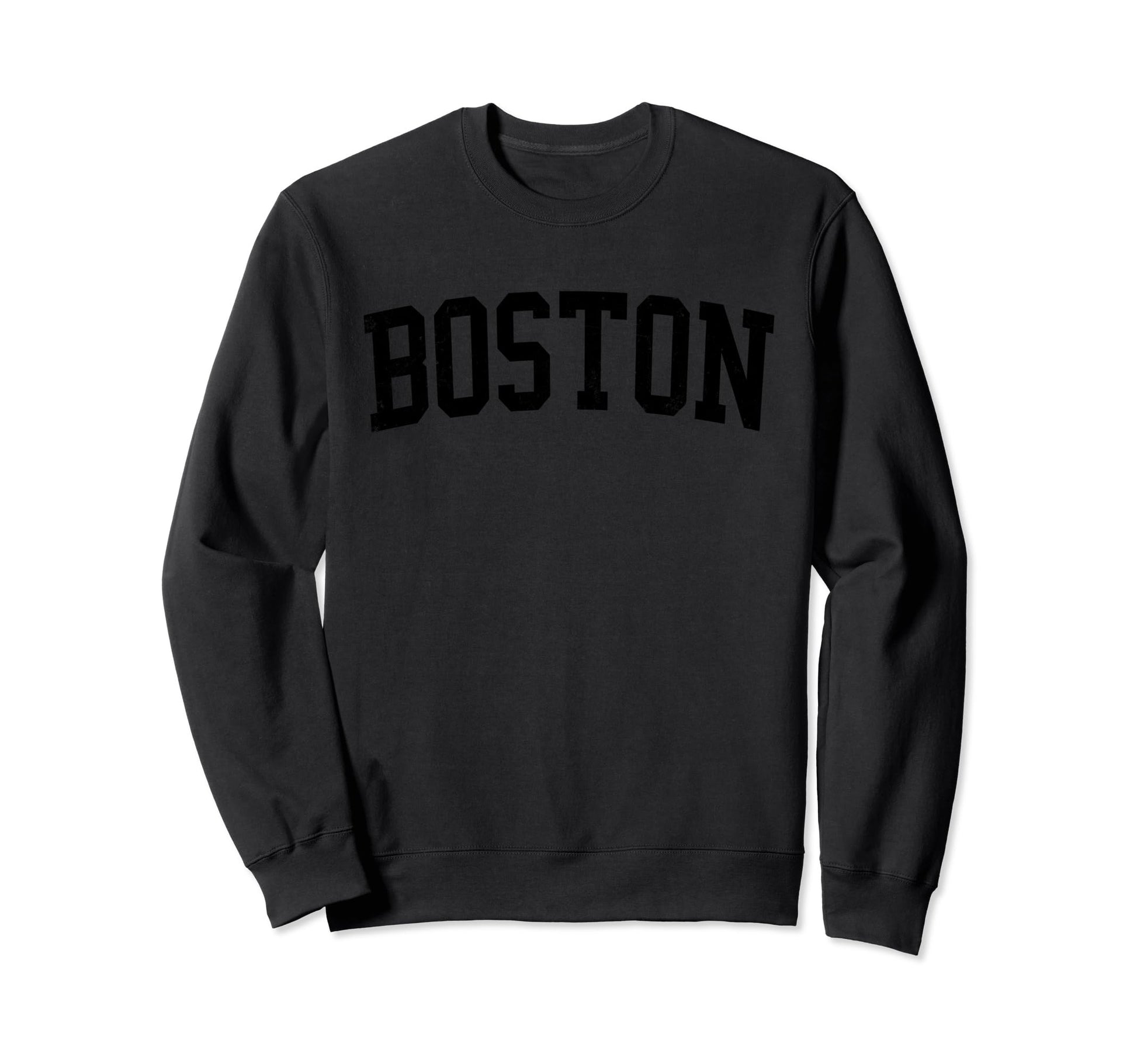 Boston Ma Distressed Black Sweatshirt - Aesthetic Graphic for Adults - T-Shirt, Sweatshirt, Hoodie
