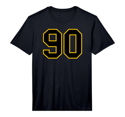 Number 90 Sports Team Yellow Black T-Shirt - Unique Graphic for Adults - T-Shirt, Sweatshirt, Hoodie