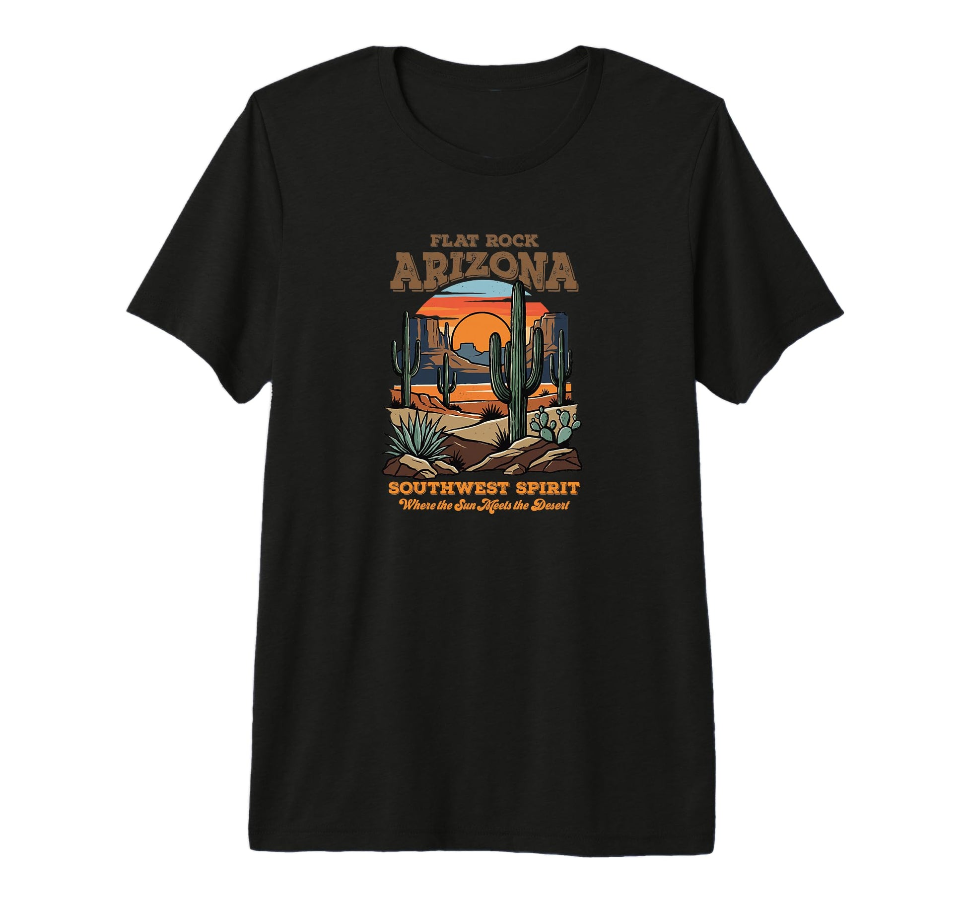 Flat Rock Arizona Desert Sunset Cactus T-Shirt - Fun Novelty Design Unisex - T-Shirt, Sweatshirt, Hoodie