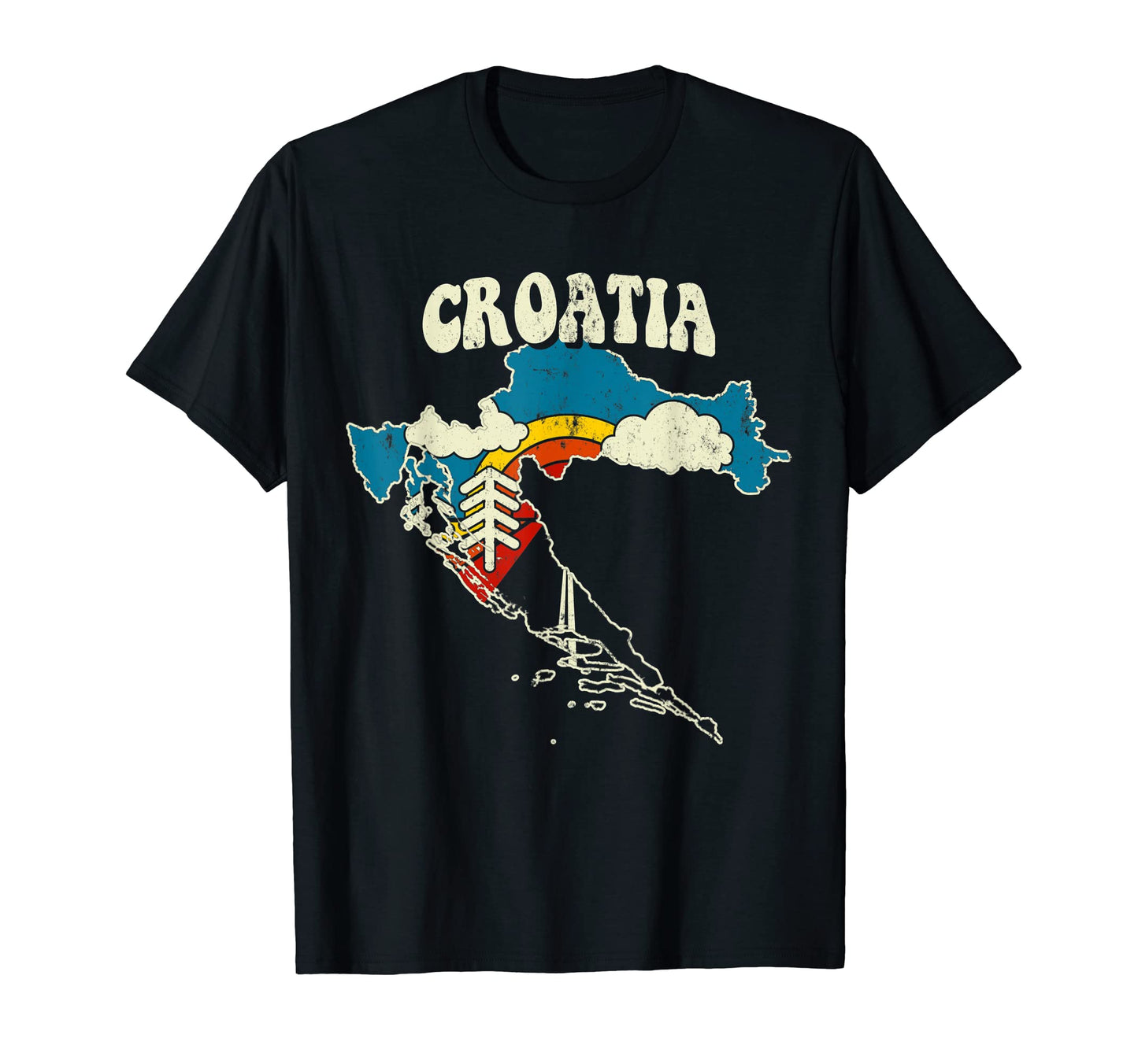 Croatia Croatian Country Rainbow T-Shirt - Fun Novelty Design for Adults - T-Shirt, Sweatshirt, Hoodie