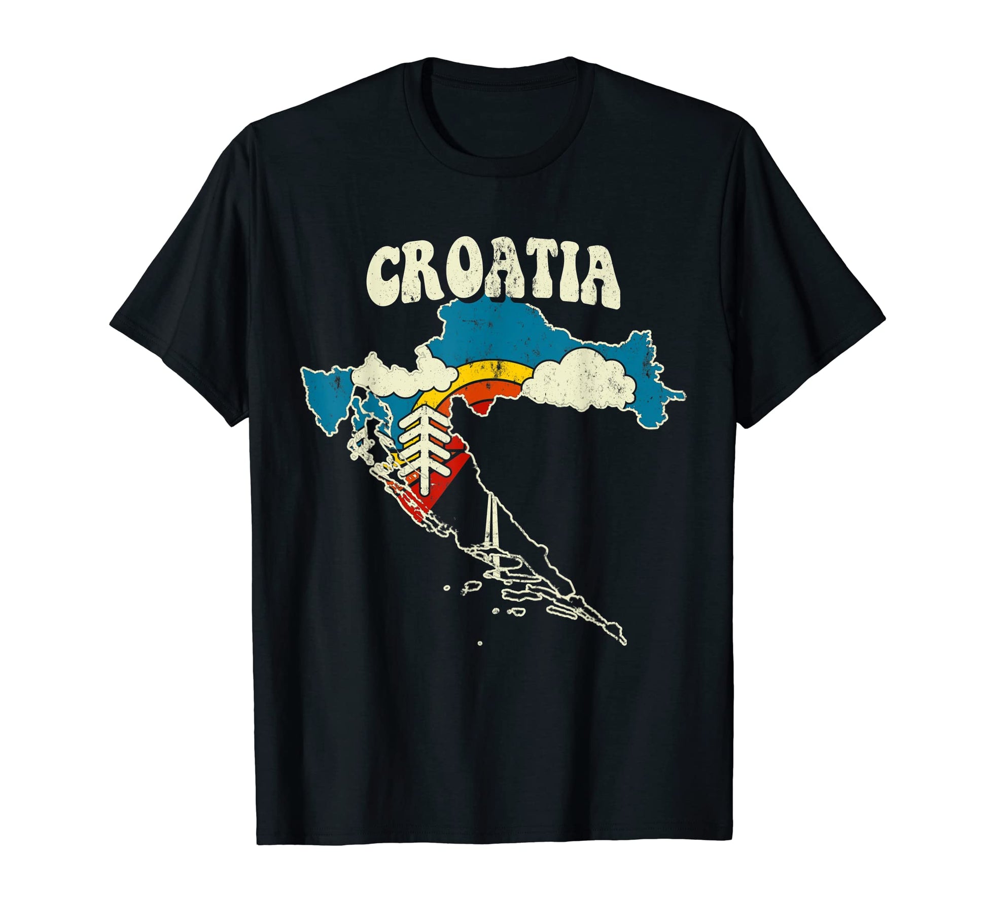 Croatia Croatian Country Rainbow T-Shirt - Fun Novelty Design for Adults - T-Shirt, Sweatshirt, Hoodie