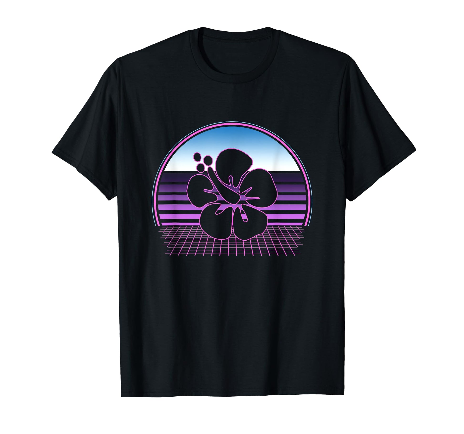 Hawaii Flower 80S Vaporwave Aesthetic T-Shirt - Custom Art Print Men Women - T-Shirt, Sweatshirt, Hoodie