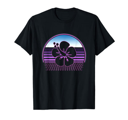 Hawaii Flower 80S Vaporwave Aesthetic T-Shirt - Custom Art Print Men Women - T-Shirt, Sweatshirt, Hoodie