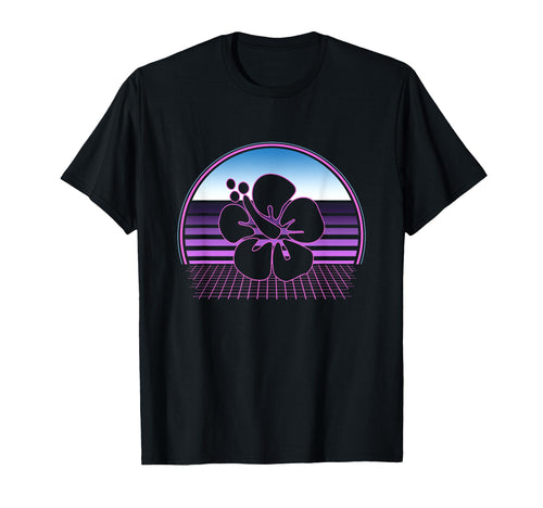 Hawaii Flower 80S Vaporwave Aesthetic T-Shirt - Custom Art Print Men Women - T-Shirt, Sweatshirt, Hoodie