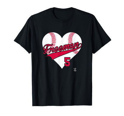 Freddie Freeman Baseball Heart Gameday T-Shirt - Trendy Graphic Unisex - T-Shirt, Sweatshirt, Hoodie