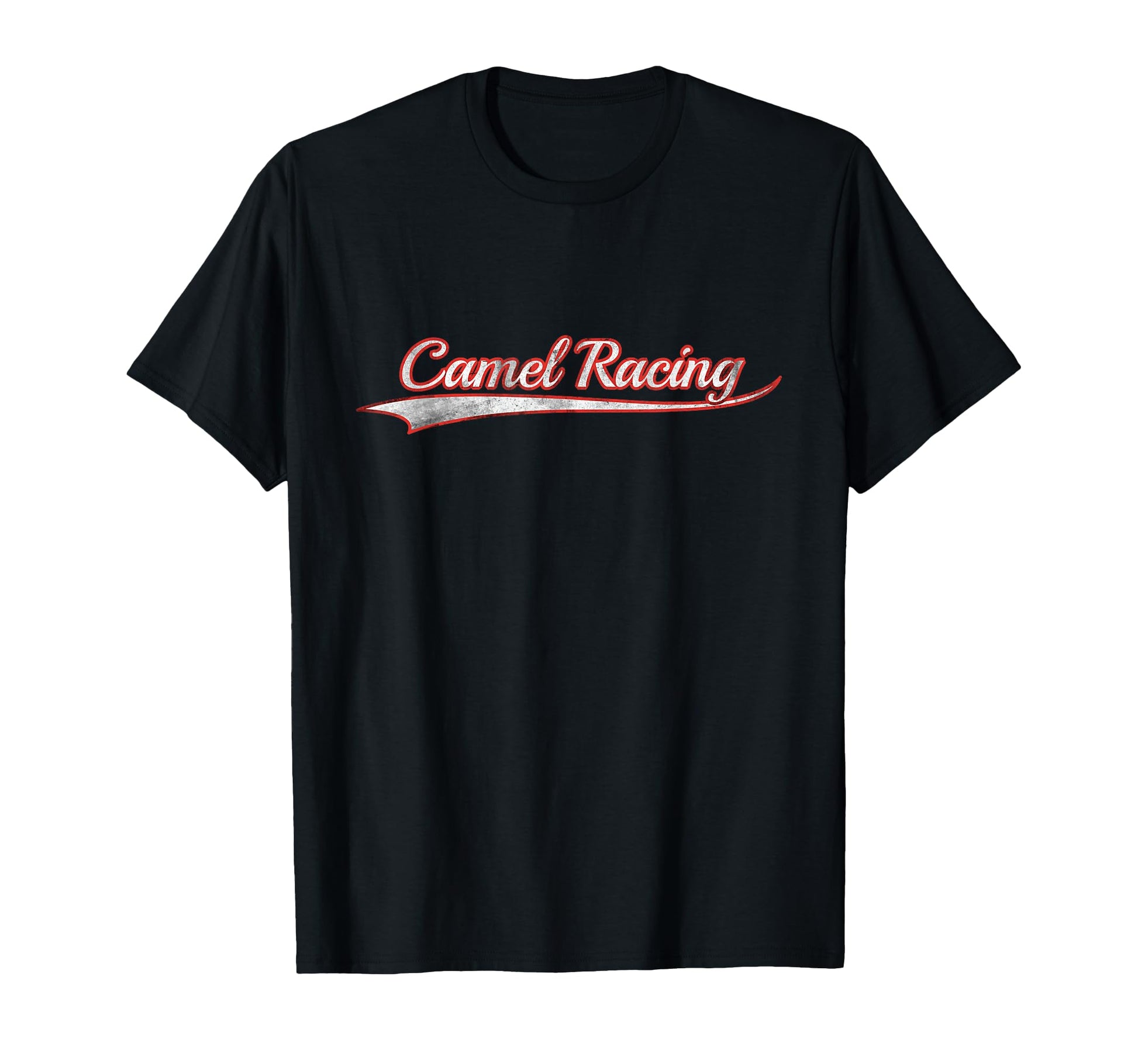 Camel Racing Varsity Distressed T-Shirt - Fun Novelty Design Unisex - T-Shirt, Sweatshirt, Hoodie