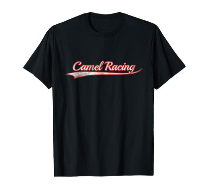 Camel Racing Varsity Distressed T-Shirt - Fun Novelty Design Unisex - T-Shirt, Sweatshirt, Hoodie