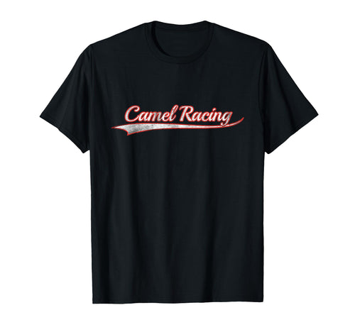 Camel Racing Varsity Distressed T-Shirt - Fun Novelty Design Unisex - T-Shirt, Sweatshirt, Hoodie
