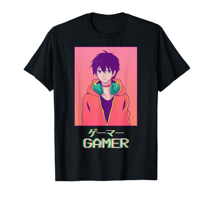 Gamer Anime Japanese Vaporwave T-Shirt - Minimalist Print for Adults - T-Shirt, Sweatshirt, Hoodie