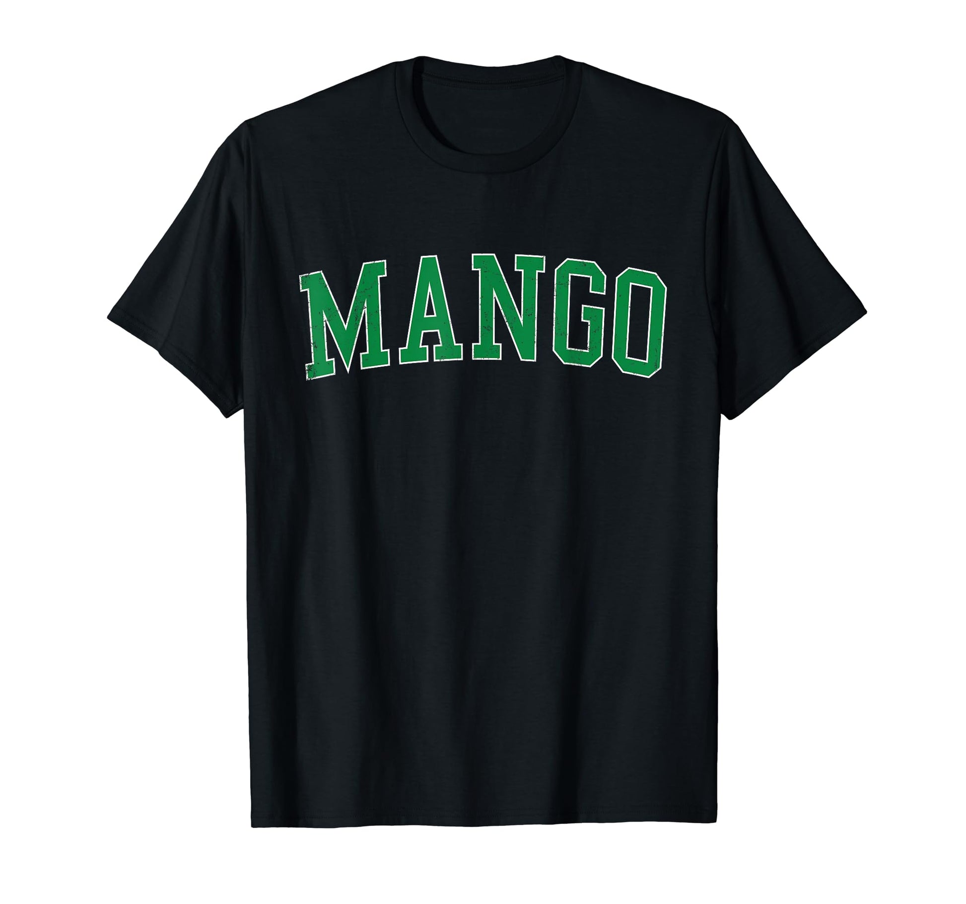 Mango Fl Distressed Green Varsity T-Shirt - Streetwear Style for Adults - T-Shirt, Sweatshirt, Hoodie