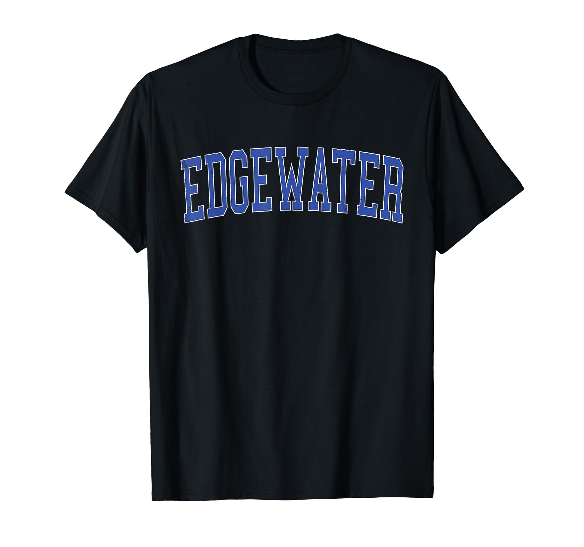 Edgewater Md Distressed Blue Varsity T-Shirt - Trendy Graphic Men Women - T-Shirt, Sweatshirt, Hoodie