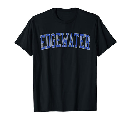Edgewater Md Distressed Blue Varsity T-Shirt - Trendy Graphic Men Women - T-Shirt, Sweatshirt, Hoodie