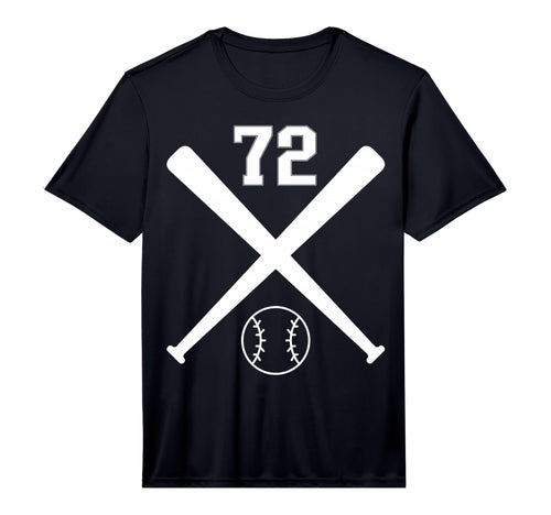 Baseball Softball Number 72 Performance T-Shirt - Unique Graphic for Adults - T-Shirt, Sweatshirt, Hoodie