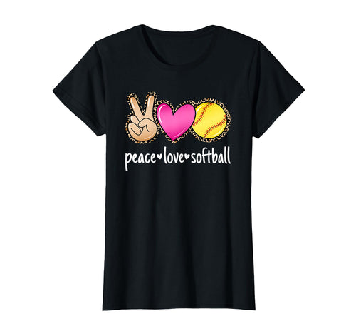 Peace Love Softball Leopard Softball T-Shirt - Streetwear Style for Adults - T-Shirt, Sweatshirt, Hoodie