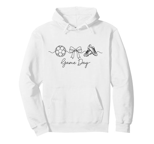 Game Day Soccer Mom Ball Bow Cleats Sports Hoodie - Unique Graphic Unisex - T-Shirt, Sweatshirt, Hoodie