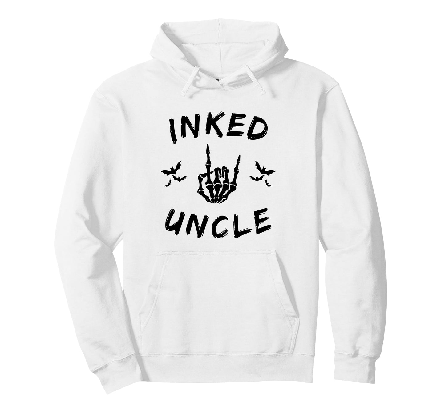Inked Uncle Skeleton Hand Bats Hoodie - Fun Novelty Design Men Women - T-Shirt, Sweatshirt, Hoodie