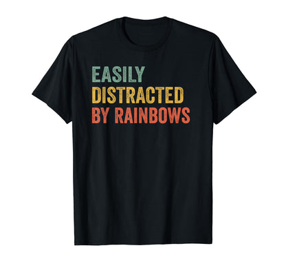 Easily Distracted Rainbows Pilot Distressed T-Shirt - Unique Graphic Unisex - T-Shirt, Sweatshirt, Hoodie