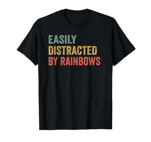 Easily Distracted Rainbows Pilot Distressed T-Shirt - Unique Graphic Unisex - T-Shirt, Sweatshirt, Hoodie