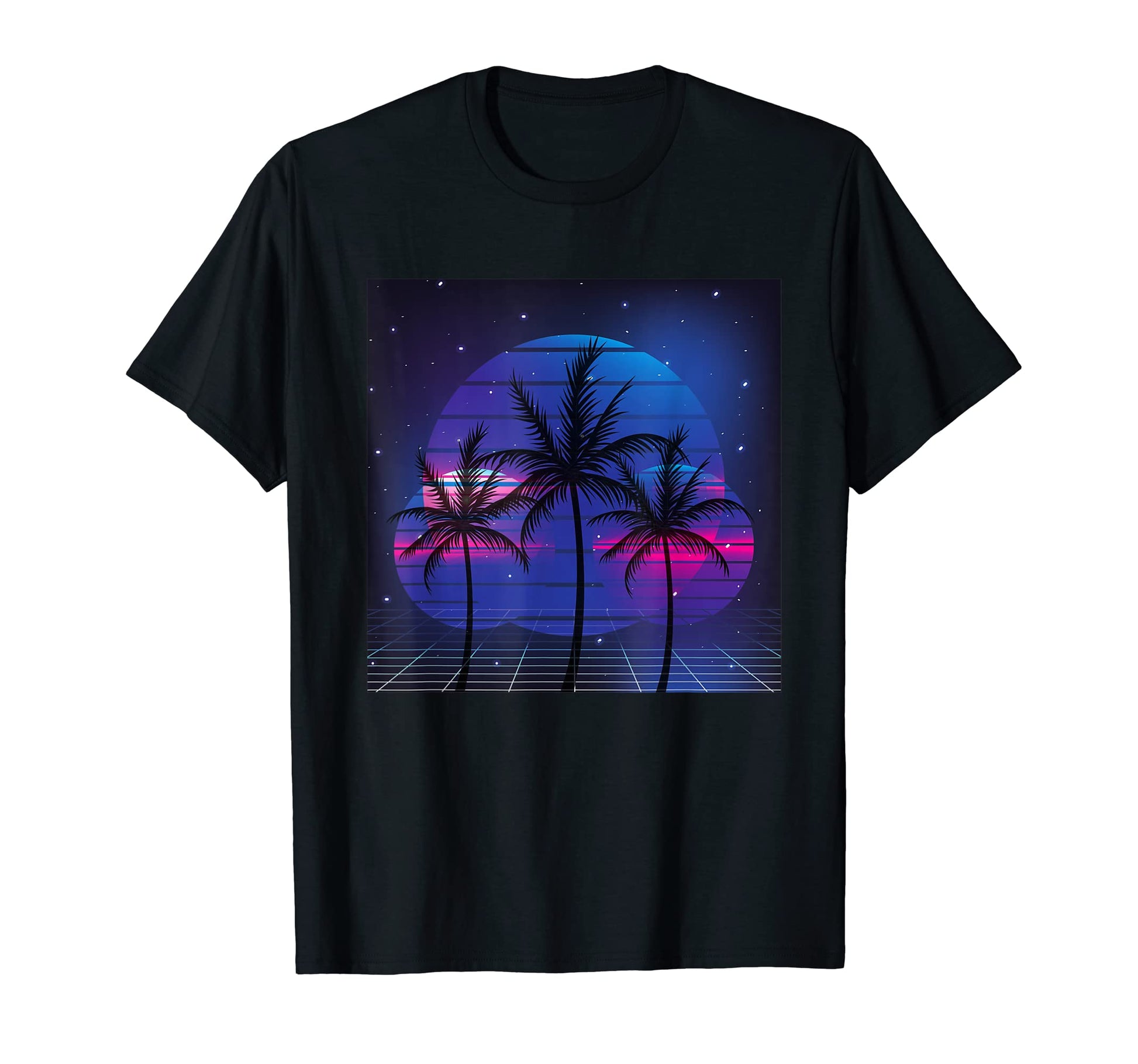 80S Palm Tree Sunset Beach Vaporwave T-Shirt - Novelty Apparel Men Women - T-Shirt, Sweatshirt, Hoodie