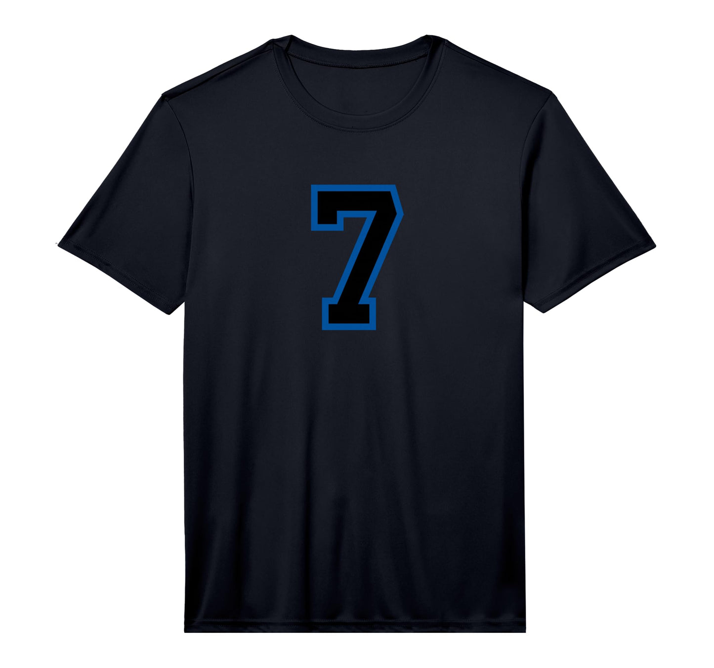 Blue Black Sports Team Number 7 T-Shirt - Graphic Print for Adults - T-Shirt, Sweatshirt, Hoodie